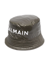 Balmain Kids' Logo Print Nylon Bucket Hat In Military Green