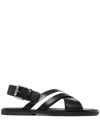 BALLY JAMILO CROSSOVER-STRAPS LEATHER SANDALS