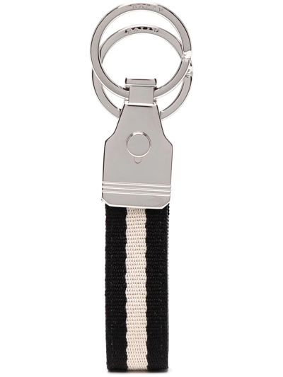 Bally Canvas Stripe Keyring In Multi