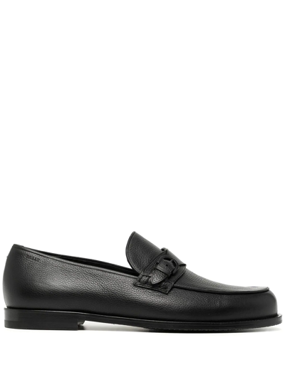 Bally Leather Buckle-strap Loafers In Black