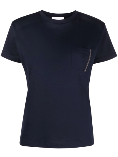 Fabiana Filippi Chest-pocket Fitted T-shirt In Blue