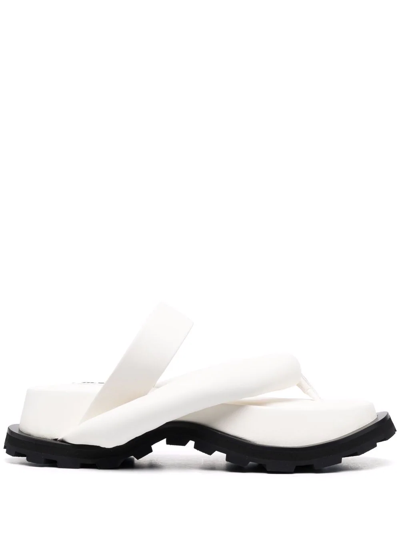 Jil Sander Thong-strap Leather Sandals In White