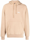 Stussy Embroidered Logo Fleece Hoodie In Neutrals
