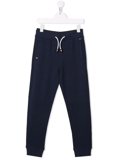 Tommy Hilfiger Junior Kids' Embroidered-logo Organic Cotton Joggers In Blue