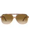 Ray Ban Clear Gradient Brown Aviator Unisex Sunglasses 0rb2198 129251 60 In Brown
