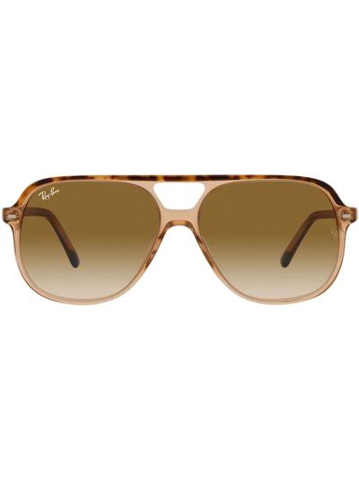 Ray Ban Clear Gradient Brown Aviator Unisex Sunglasses 0rb2198 129251 60 In Havana On Transparent Brown