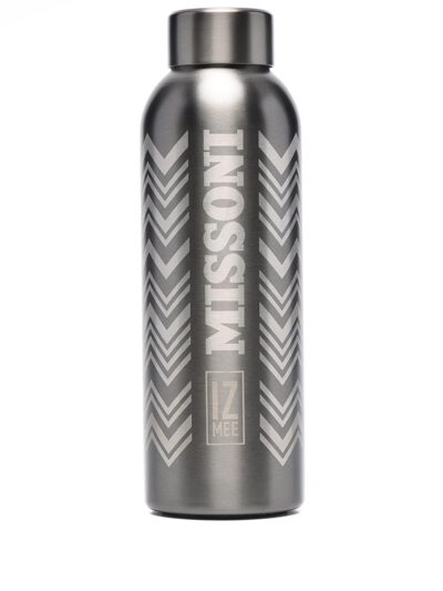 Missoni Zigzag Logo Water Bottle In Silver