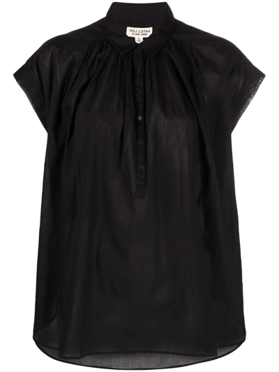 Nili Lotan Pleated Sleeveless Shirt In Black