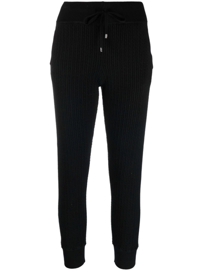 Lauren Ralph Lauren Combed Cotton Cable-knit Trousers In Black
