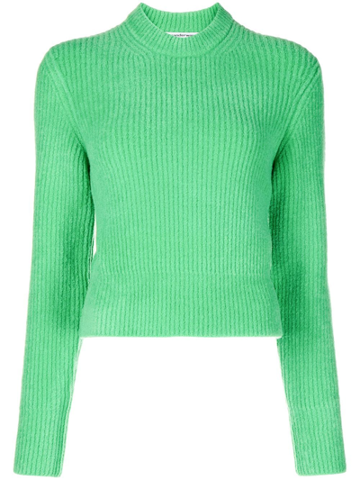 Alexander Wang Ribbed Eyelash-yarn Wool Jumper In Grün