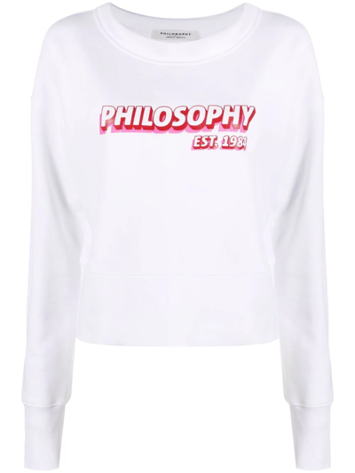 Philosophy Di Lorenzo Serafini Logo-print Wide-neck Sweatshirt In 白色