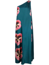 La Doublej Roy Printed Silk One Shoulder Dress In Gigapansy Placée