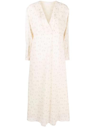 Fabiana Filippi Floral-print Flared Dress In Nude