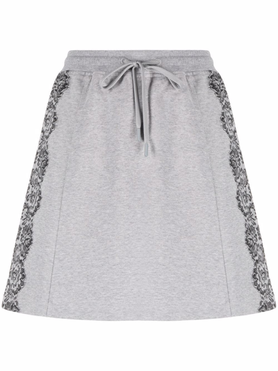 Love Moschino Lace-detail Drawstring Skirt In Grau