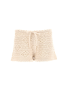 Saint Laurent Drawstring Crochet Wool Shorts In Naturel