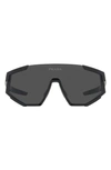 Prada 39mm Shield Sunglasses In Black Rubber/dark Grey