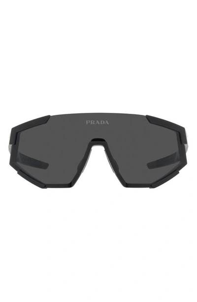 Prada 39mm Shield Sunglasses In Black Rubber