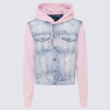 Dsquared2 Pink Cotton And Light Blue Denim Jacket In Denim-pink