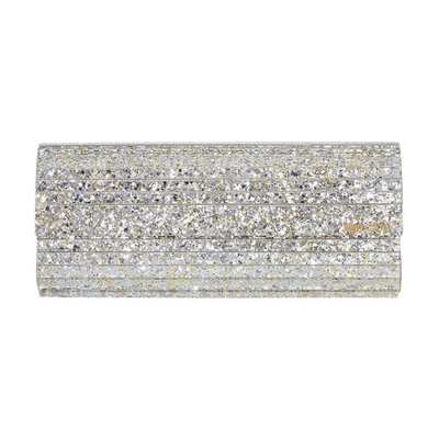 Jimmy Choo Sweetie Metallic Glitter Acrylic Clutch In Champagne