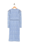 Love By Design Lace Long Sleeve Midi Dress In Dusty Blue