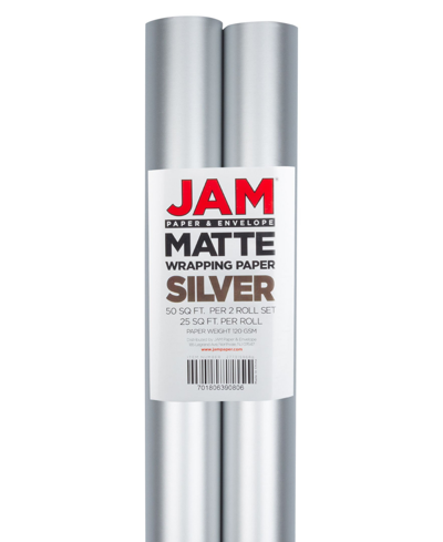 Jam Paper Gift Wrap 50 Square Feet Matte Wrapping Paper Rolls, Pack Of 2 In Matte Silver-tone