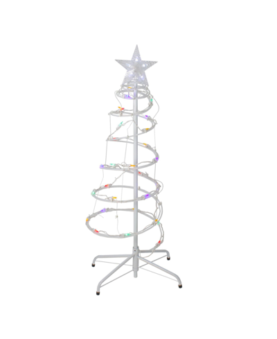 Northlight Set Of 2 Multi-color Led Lighted Spiral Cone Tree Outdoor Christmas Decorations 3' 4'