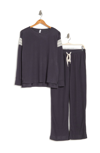 Flora By Flora Nikrooz Alexandra Long Sleeve Top & Pants 2-piece Pajama Set In Dk Heather