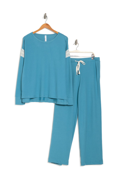 Flora By Flora Nikrooz Alexandra Long Sleeve Top & Pants 2-piece Pajama Set In Ocean