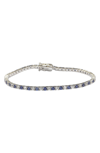 Suzy Levian Sterling Silver Round-cut Pink And White Sapphire Tennis Bracelet In Blue