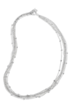 Savvy Cie Jewels Rhodium Plated Multi-strand Toggle Necklace In White