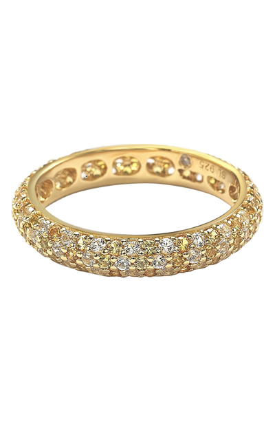Suzy Levian Sterling Silver Pave Cz Eternity Band Ring In Yellow
