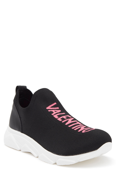 Valentino By Mario Valentino Women's Queenie Tex Logo Sock Sneakers In Black
