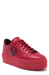 Valentino By Mario Valentino Sela Leather Platform Sneaker In Red