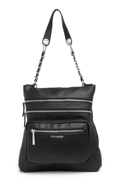 Steve Madden Callie Faux Leather Convertible Hobo Bag In Black