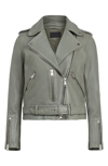 Allsaints Balfern Leather Biker Jacket In Sage Green
