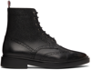 Thom Browne Black Classic Wingtip Boot In Black - 001