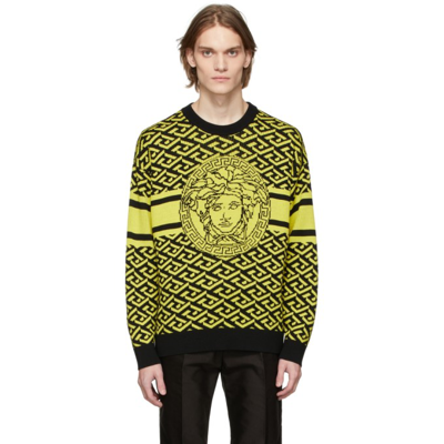 Versace Black & Yellow 'la Greca' Sweater
