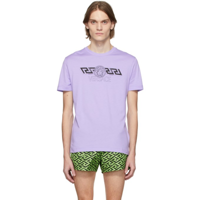 Versace Medusa Head Logo-print T-shirt In Purple