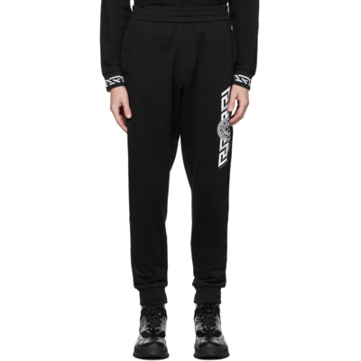 Versace Jogging Pants With Greek Print In Black