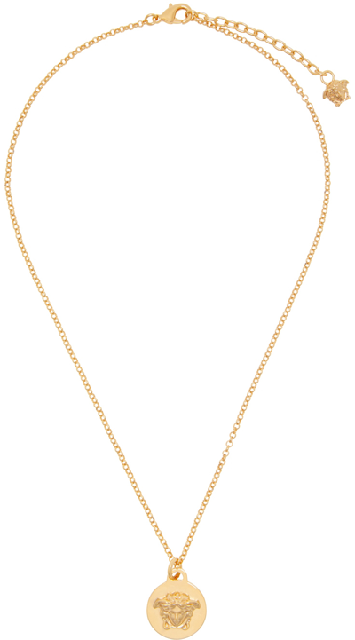 Versace Gold-colored Metal Necklace With Medusa Pendant