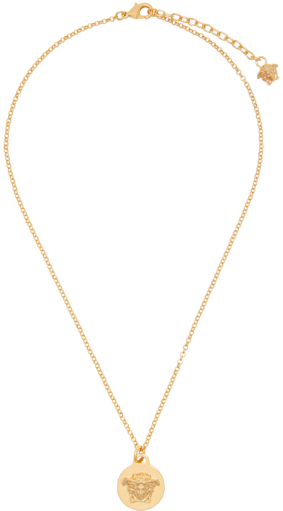 Versace Gold-colored Metal Necklace With Medusa Pendant In Oro