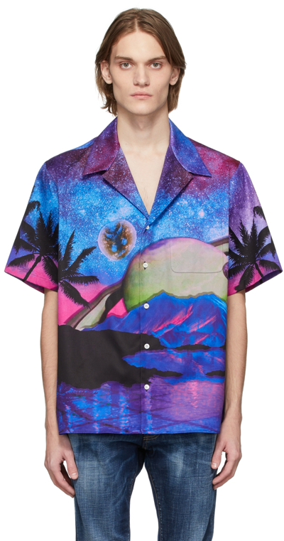 Valentino Short-sleeve Water Sky Printed Shirt In Multi-color