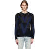 Valentino Navy Intarsia-pattern Knit Jumper In V Optical Navy + Ner