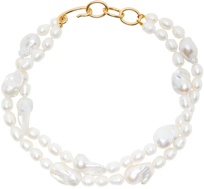 Jil Sander White Grainy Pearl Necklace In 106 Natural | ModeSens