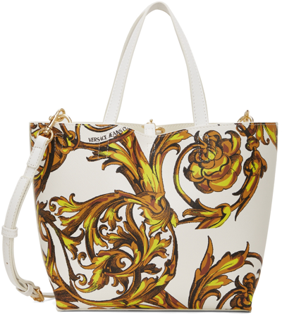 Versace Jeans Couture Regalia Baroque-print Reversible Tote Bag In White