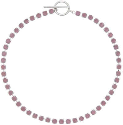Isabel Marant Silver & Pink Chain Choker Necklace In Aksi Antik Pink / Si