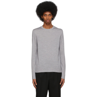 Jil Sander Long Sleeve Fine-knit Top In Grey