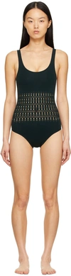 Alaïa Vienne Perforated Seamless One-piece Swimsuit In Noir Alaia