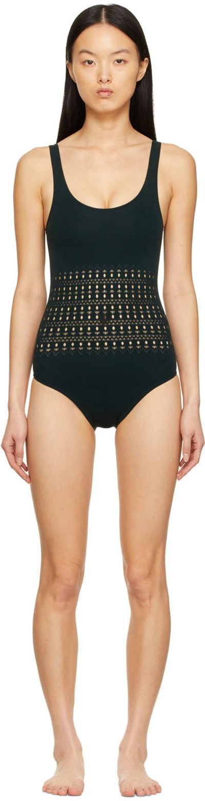 Alaïa Vienne Perforated Seamless One-piece Swimsuit In Black
