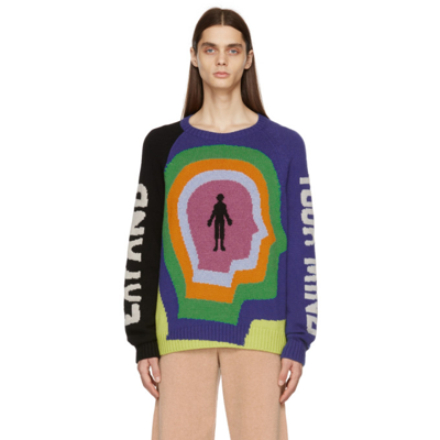 The Elder Statesman Multicolor Expand Your Mind Crewneck Sweater In Multicolour